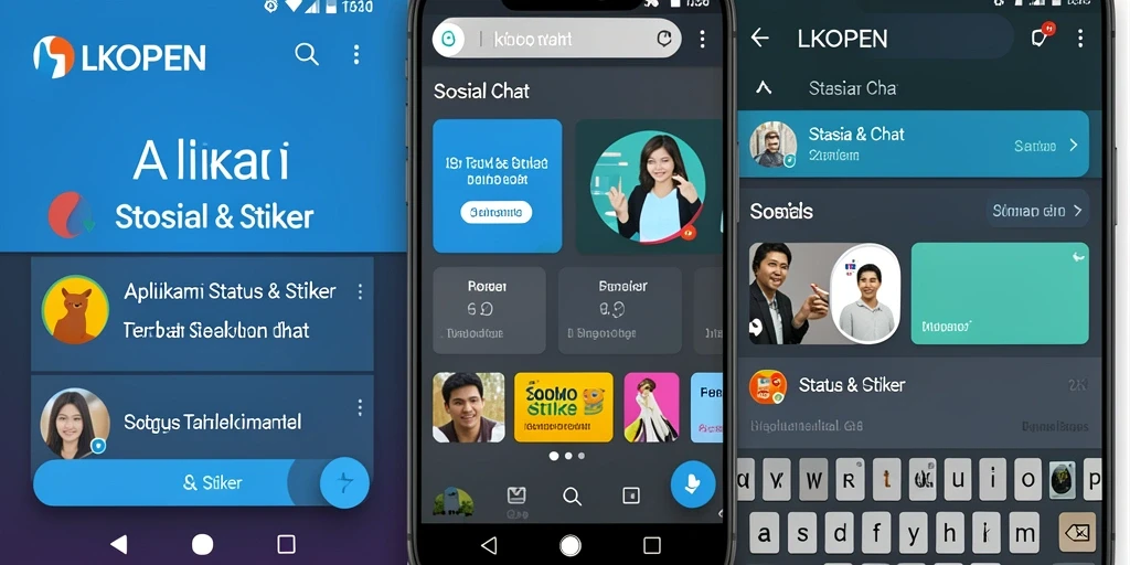 Screenshot antarmuka LKOPEN menampilkan koleksi stiker yang beragam.