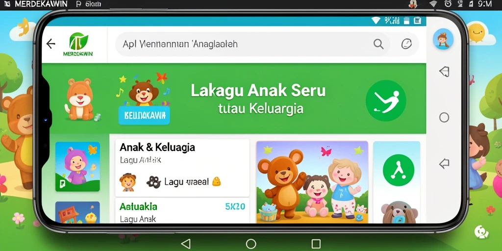 Tampilan antarmuka <strong>MERDEKAWIN</strong> yang ceria dan interaktif untuk anak-anak.