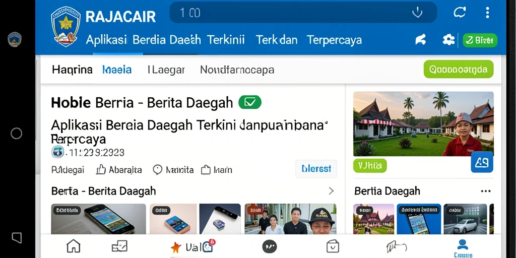 Tampilan utama aplikasi RAJACAIR dengan berita daerah terkini.