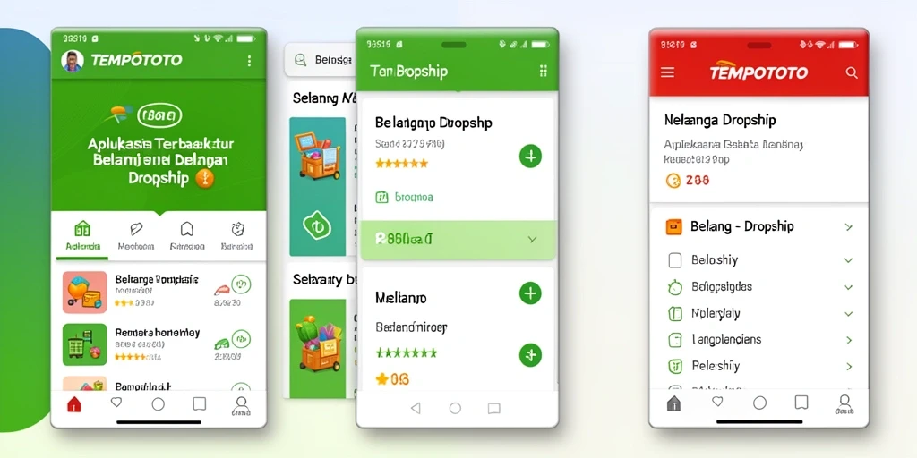 Tampilan antarmuka aplikasi TEMPOTOTO untuk proses dropship yang mudah.