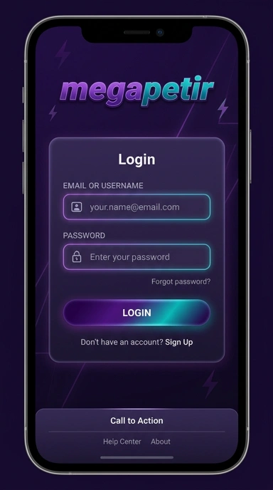Tampilan halaman login megapetir